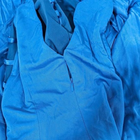 Aidan Mattox Maxi Column Dress V Neck Plunging Leg Slit Electric Blue Sz 6 $350 - Picture 8 of 9